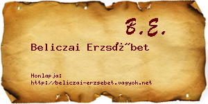 Beliczai Erzsébet névjegykártya